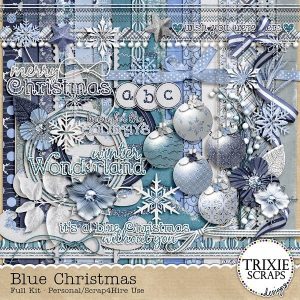 Blue Christmas Digital Scrapbooking Kit by Trixie Scraps